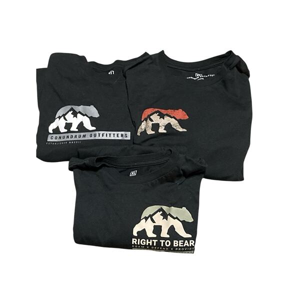 CONUNDRUM OUTFITTERS Right to Bear T SHIRTS SIZE XL BLACK Lot Of 3 - Picture 1 of 7